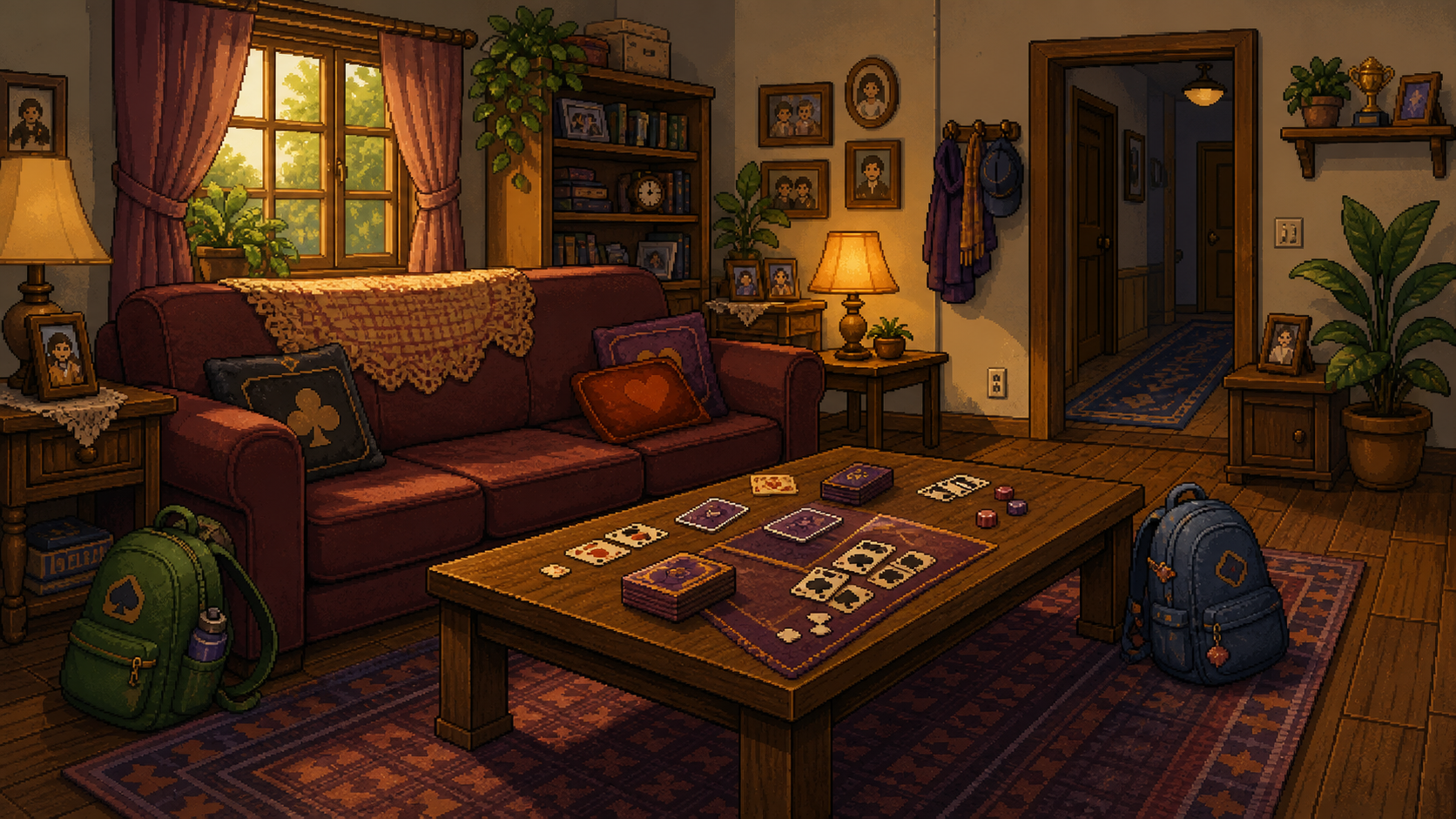Battletaire Act 1 living room table story still.