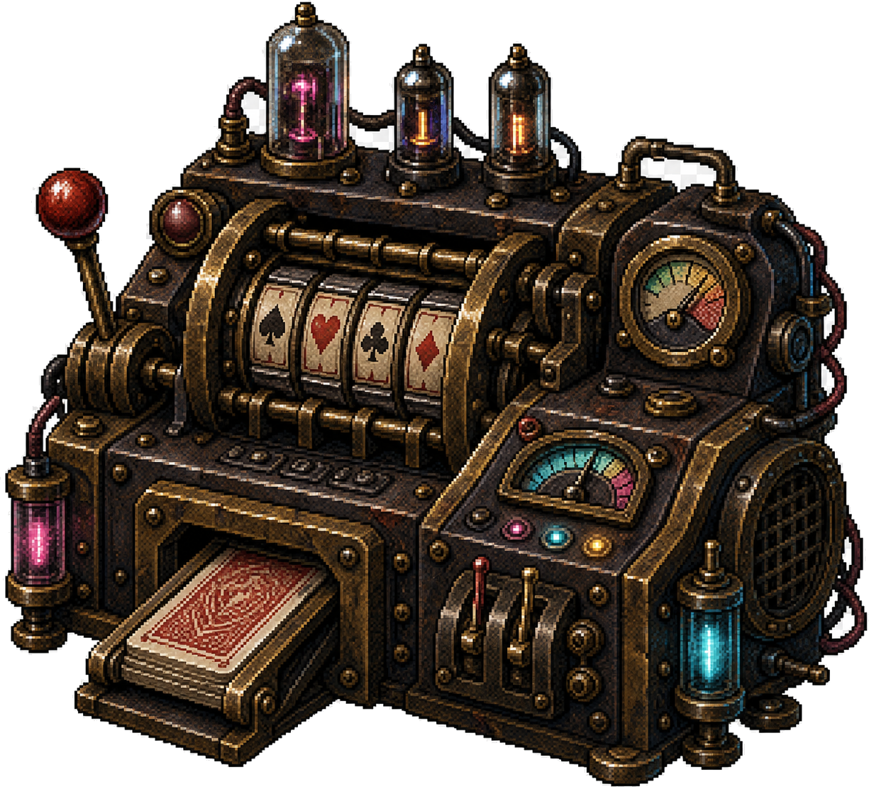 The official Battletaire Reshuffler prop, a gritty SNES-style card machine.